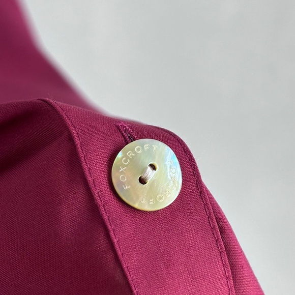 Foxcroft plus size 18 long sleeve button up burgundy wrinkle free poplin cotton - Picture 7 of 15